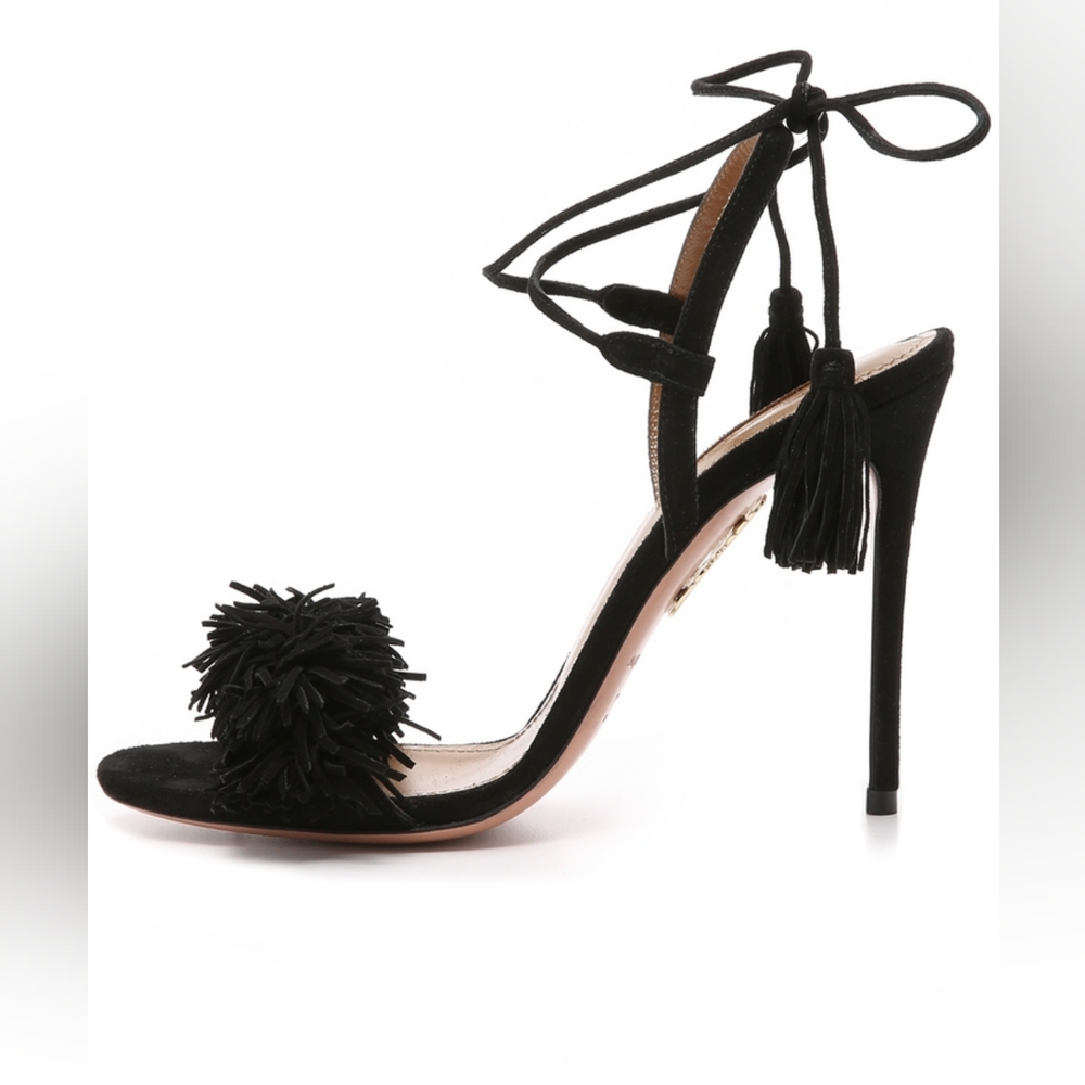 AQUAZZURA Wild Thing fringe sandals Heels 37.5